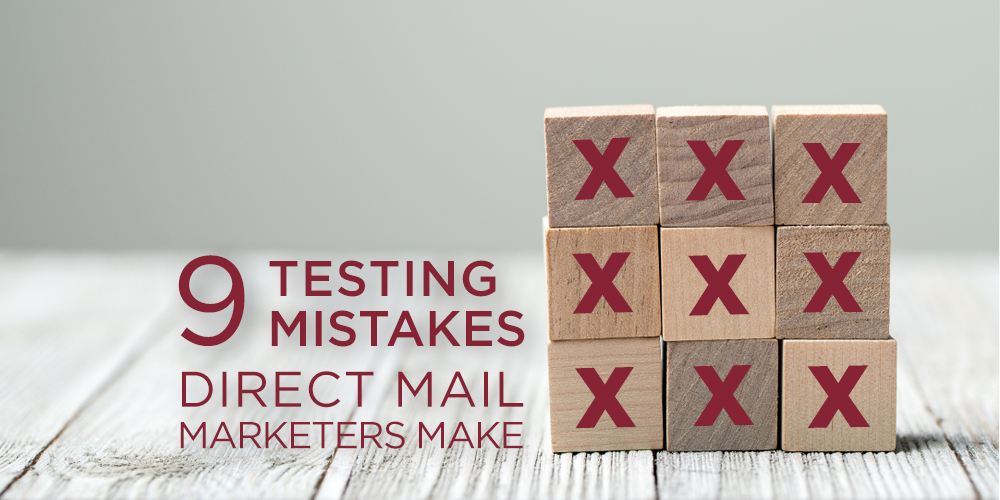 9 Blocks depicting direct mail testing mistakes