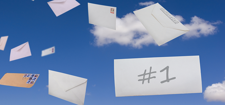 Image showing direct mail floating up in the sky
